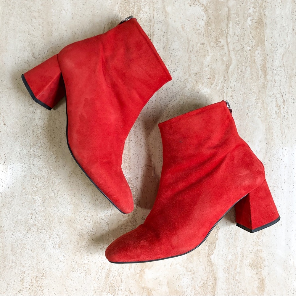 ❗️SOLD❗️Topshop Red Suede Leather Mod Boots